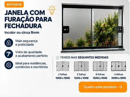 Janela com furação para fechadura
